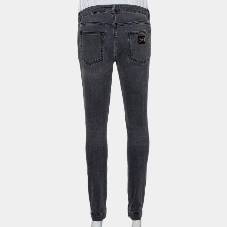 Pre Owned Dolce & Gabbana Grey Light Washed Slim Fit Jeans M