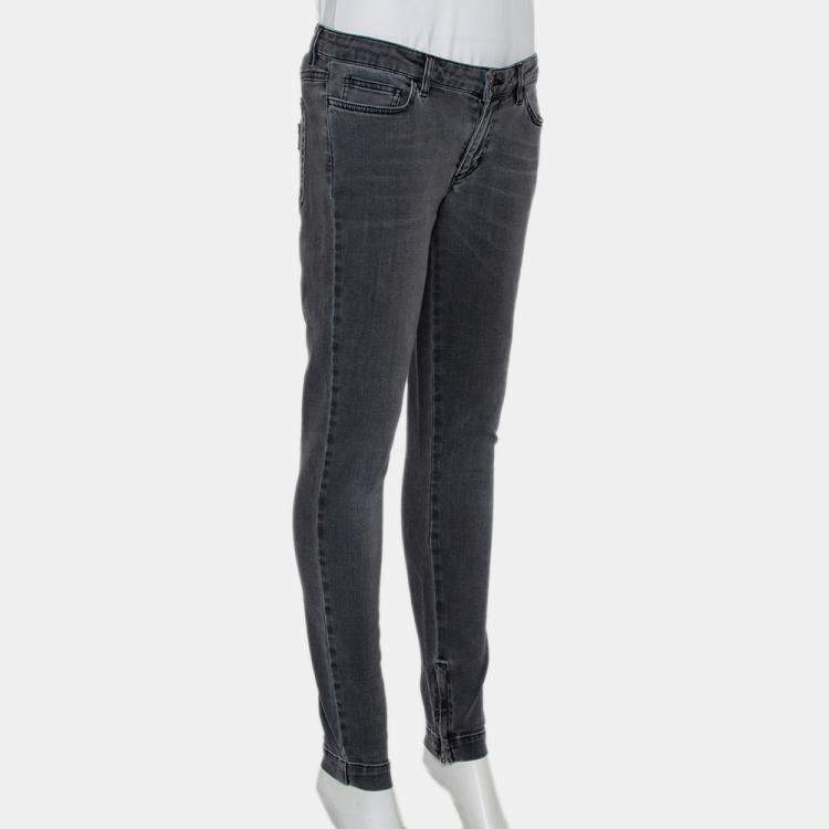 Pre Owned Dolce & Gabbana Grey Light Washed Slim Fit Jeans M