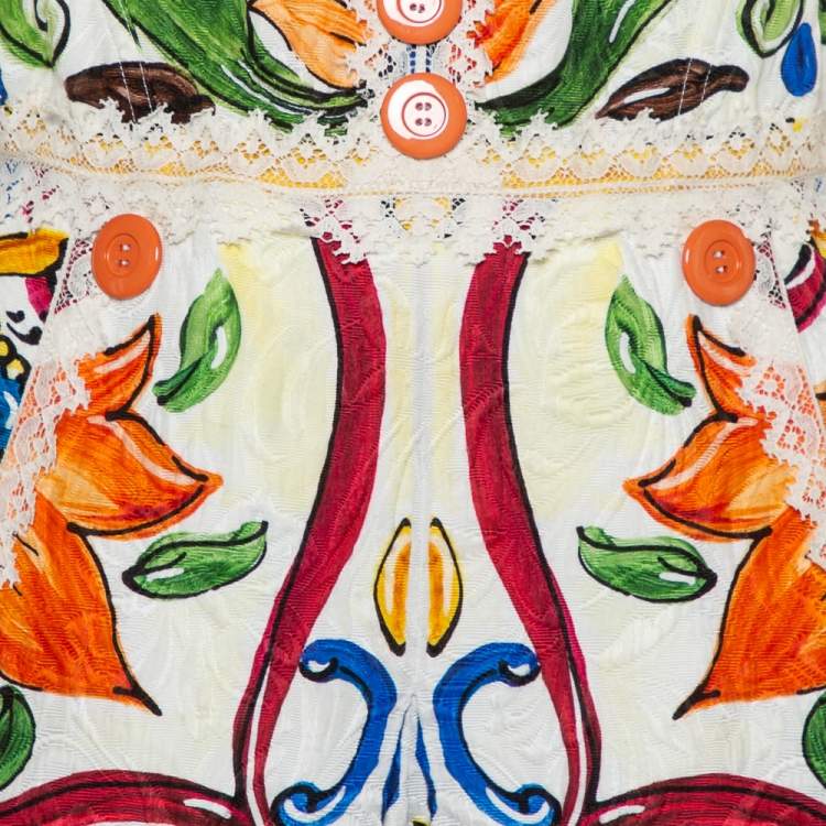 Pre Owned Dolce & Gabbana Multicolor Majolica Printed Jacquard Sleeveless Midi Dress M