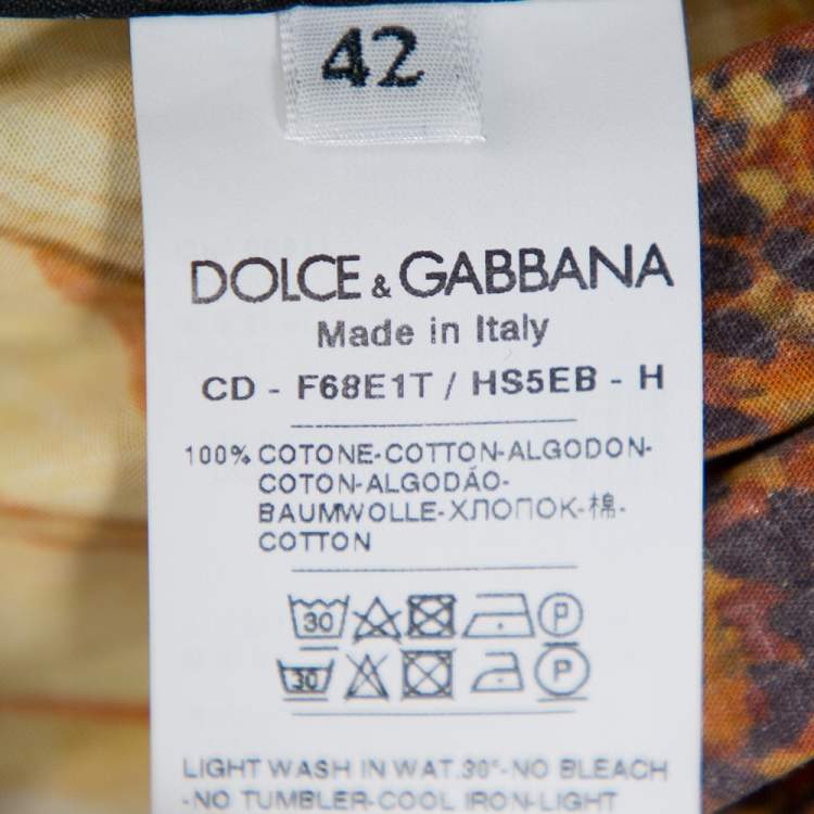 Pre Owned Dolce & Gabbana Yellow Sunflower Printed Cotton Cold Shoulder Tiered Midi Dress M