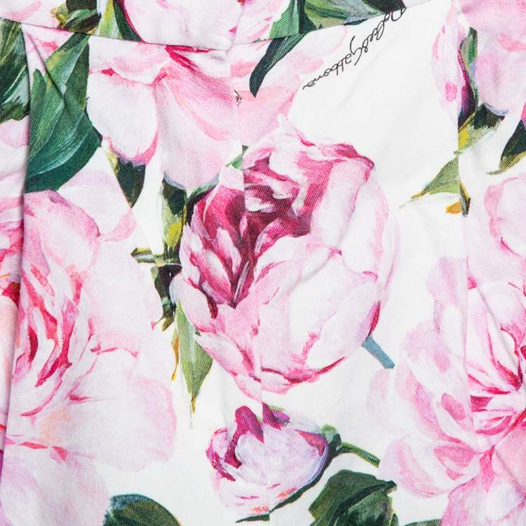 Pre Owned Dolce & Gabbana Pink Floral Printed Cotton High Waist Capri Pants XS