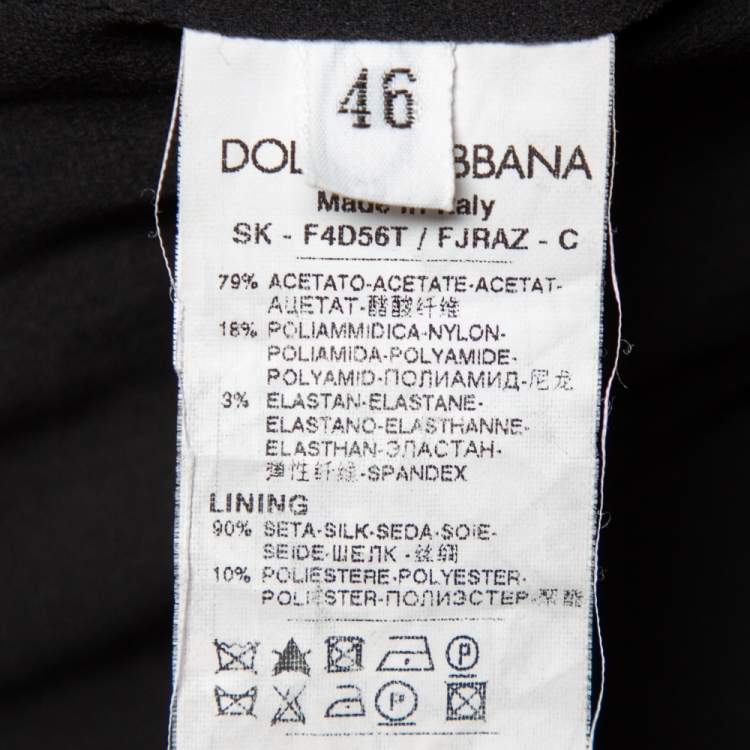 Pre Owned Dolce & Gabbana Black Jacquard Draped Detail Pencil Skirt L