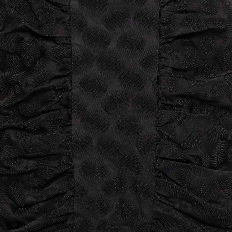 Pre Owned Dolce & Gabbana Black Jacquard Draped Detail Pencil Skirt L