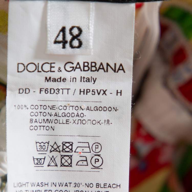 Pre Owned Dolce & Gabbana Multicolor Carreto Silicano Printed Cotton Tiered Midi Dress L