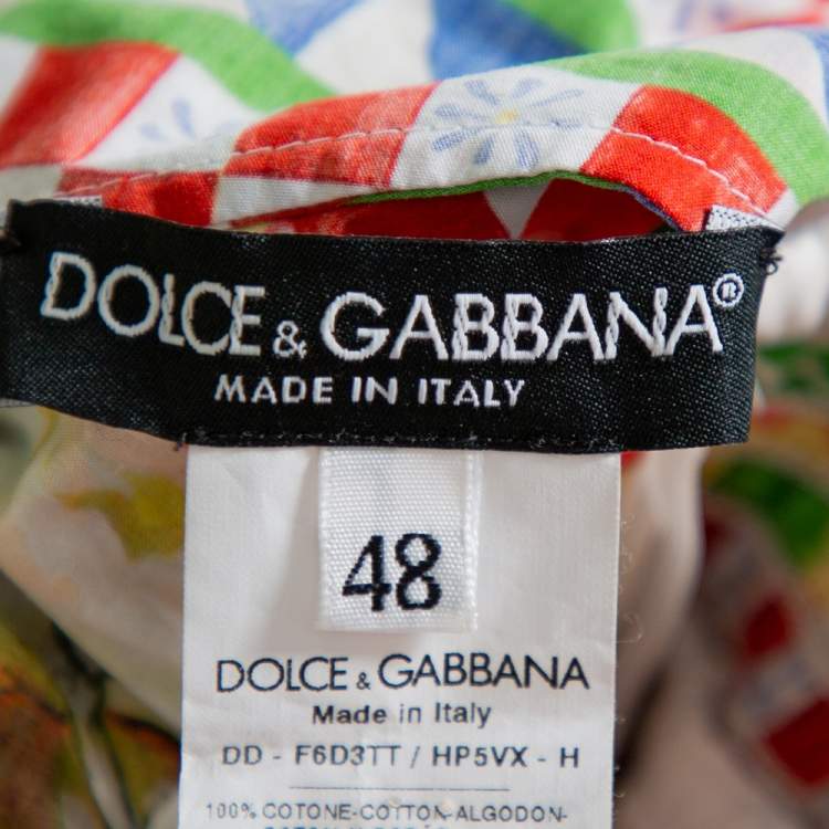 Pre Owned Dolce & Gabbana Multicolor Carreto Silicano Printed Cotton Tiered Midi Dress L