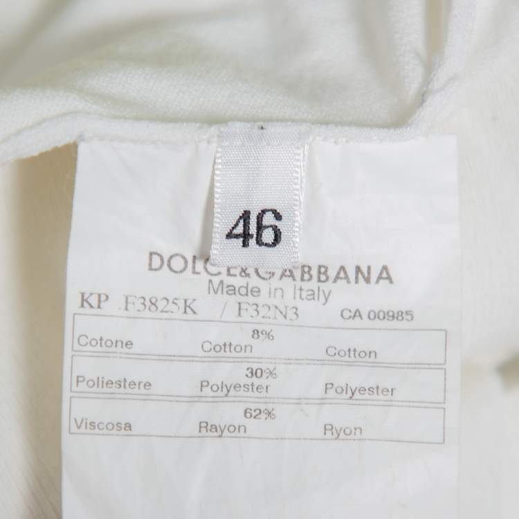 مملوكة مسبقًا Dolce & Gabbana White Knit Sleeveless Overlay Detail Collared Top L