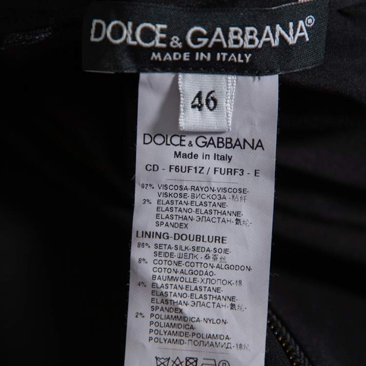 Pre Owned Dolce & Gabbana Black Crepe Crystal Detail Midi Dress L
