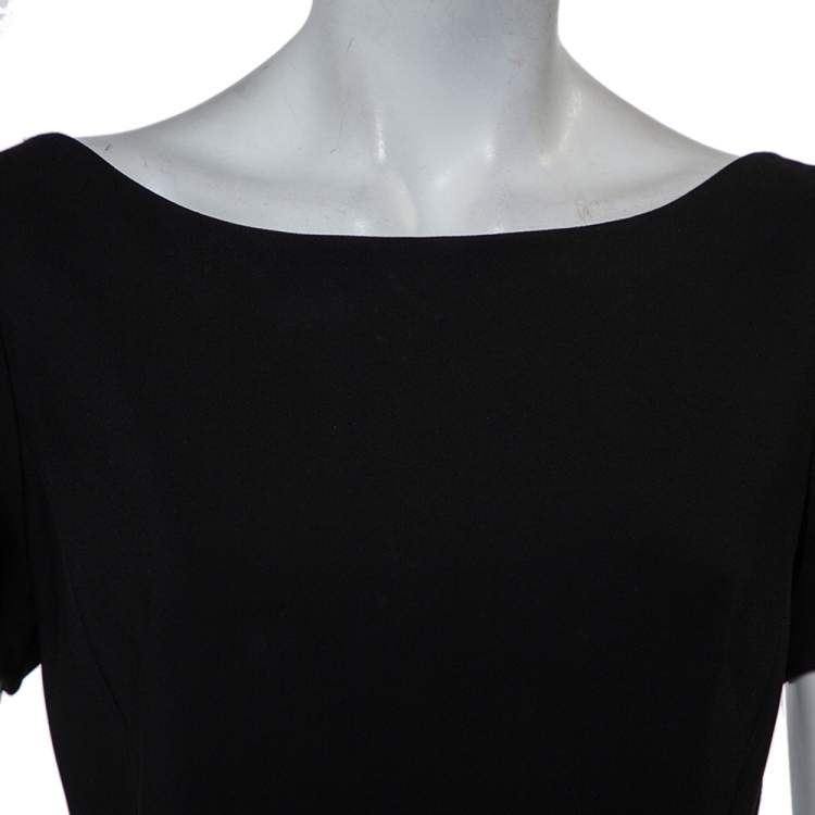 Pre Owned Dolce & Gabbana Black Crepe Crystal Detail Midi Dress L