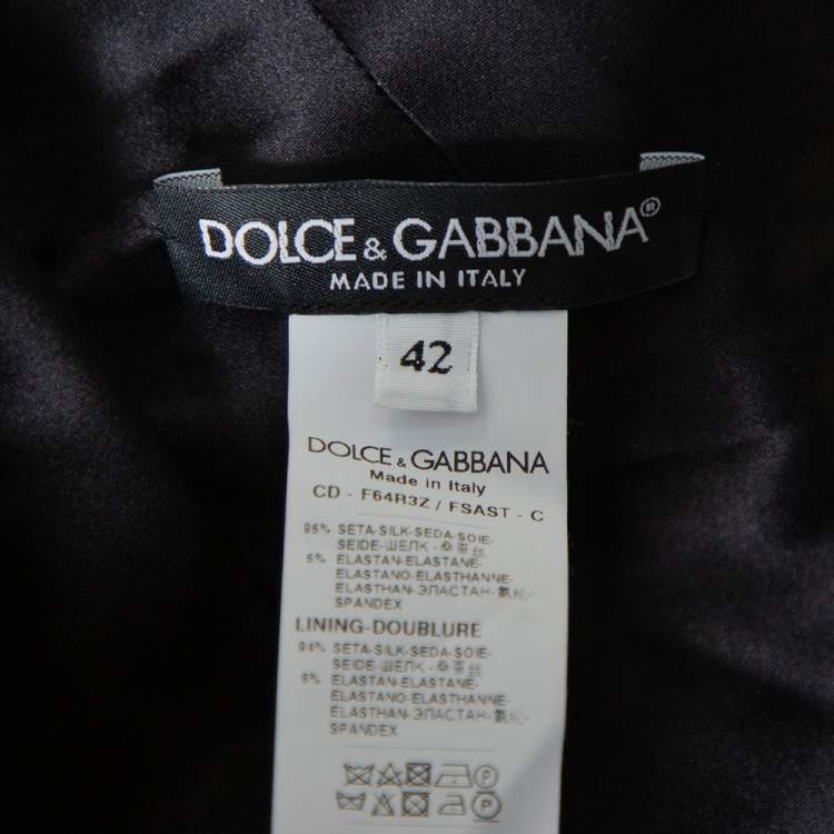 Pre Owned Dolce & Gabbana  Black Floral Printed Silk Belted Ruffled Midi Dress M
