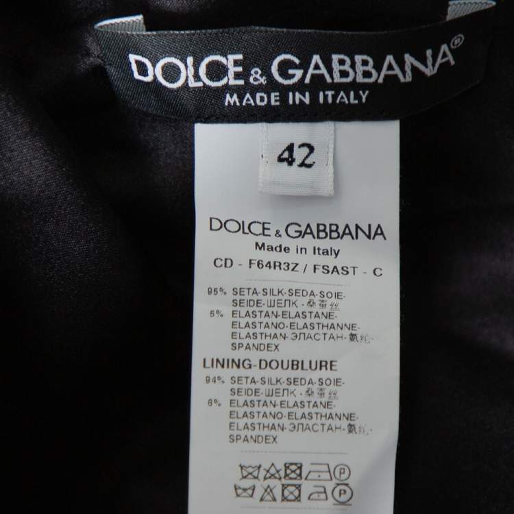 Pre Owned Dolce & Gabbana  Black Floral Printed Silk Belted Ruffled Midi Dress M