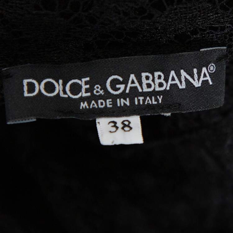 Pre Owned Dolce & Gabbana Black Lace Button Front Top S