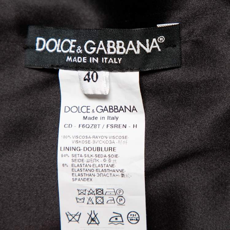 Pre Owned Dolce & Gabbana Black Sacred Heart Printed Crepe Mini Dress S
