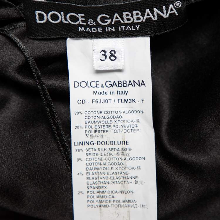 Pre Owned Dolce & Gabbana Black Sequin Embellished Ruffled Trim Shift Dress S 