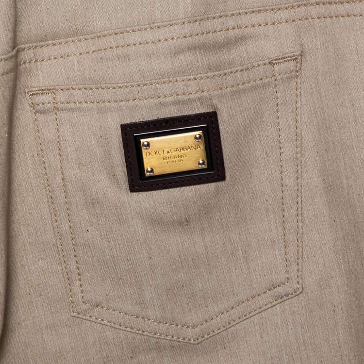 Pre Owned Dolce & Gabbana Beige Denim Cute Fit Jeans S