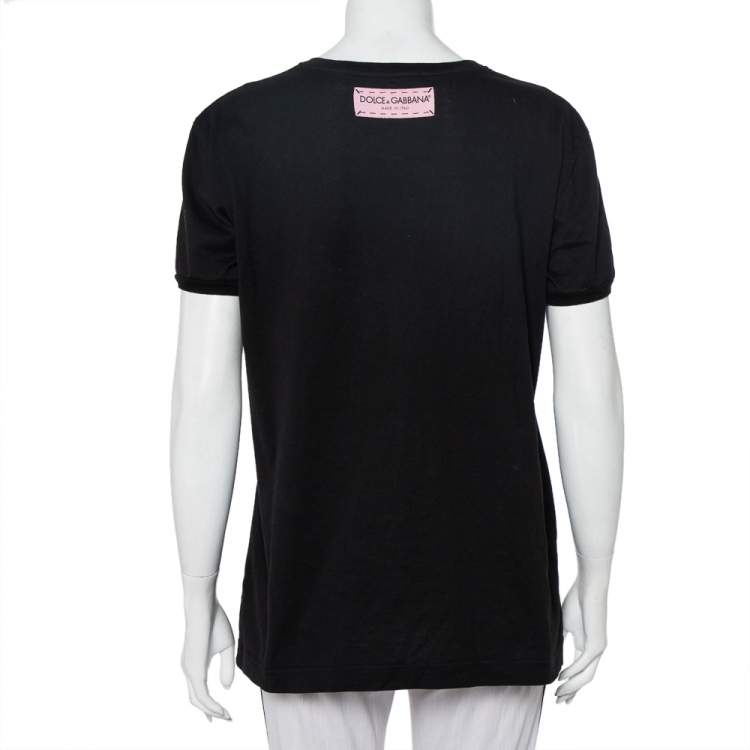 Pre Owned Dolce & Gabbana Black Fashion Explosion Printed Cotton Crewneck T-Shirt S