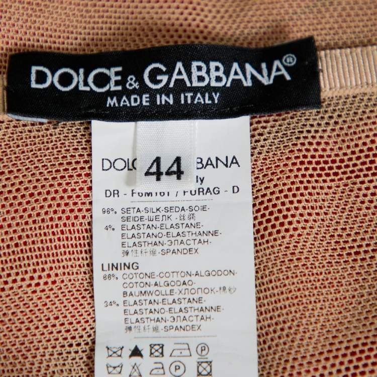 Pre Owned Dolce & Gabbana Red Satin Silk Embellished Draped Strapless Dress M