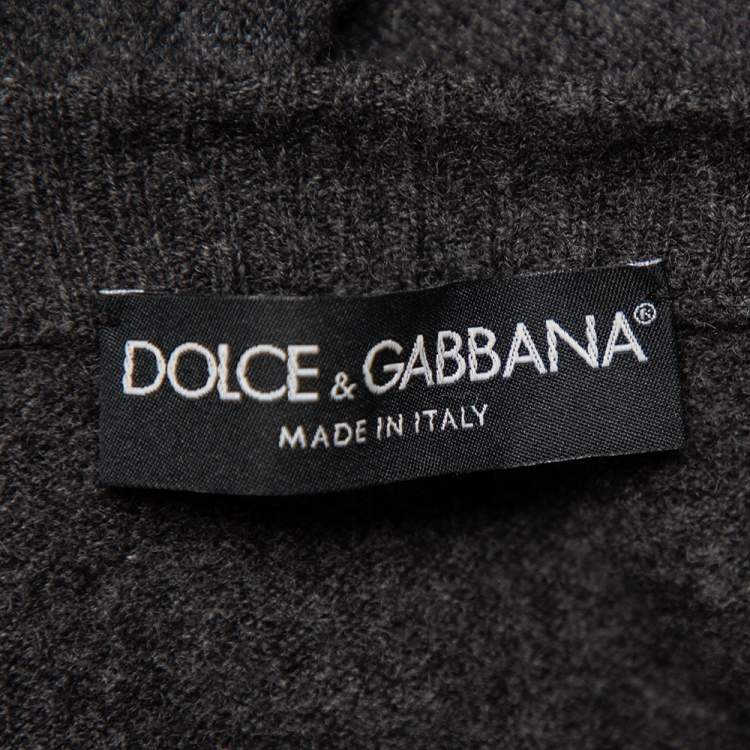 Pre Owned Dolce & Gabbana Charcoal Grey Wool Tie Detail Cardigan S
