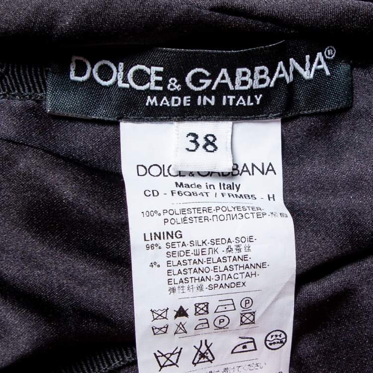 Pre Owned Dolce & Gabbana Black Embellished Tulle Ruched Strapless Midi Dress S