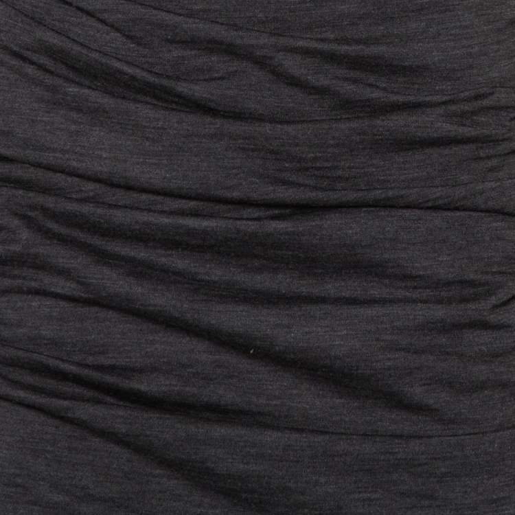 Pre Owned Dolce & Gabbana Charcoal Grey Knit Ruched Mini Dress M