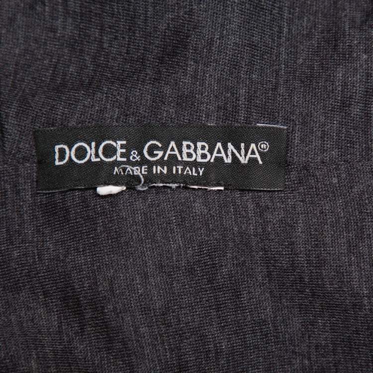 Pre Owned Dolce & Gabbana Charcoal Grey Knit Ruched Mini Dress M