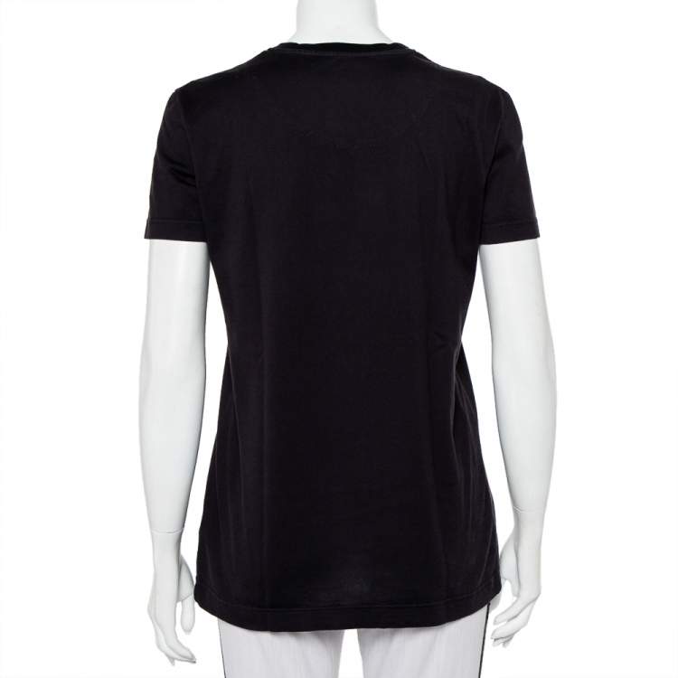 Pre Owned Dolce & Gabbana Black Leopard Printed Cotton Crewneck T-Shirt S