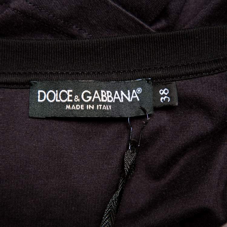 Pre Owned Dolce & Gabbana Black Leopard Printed Cotton Crewneck T-Shirt S