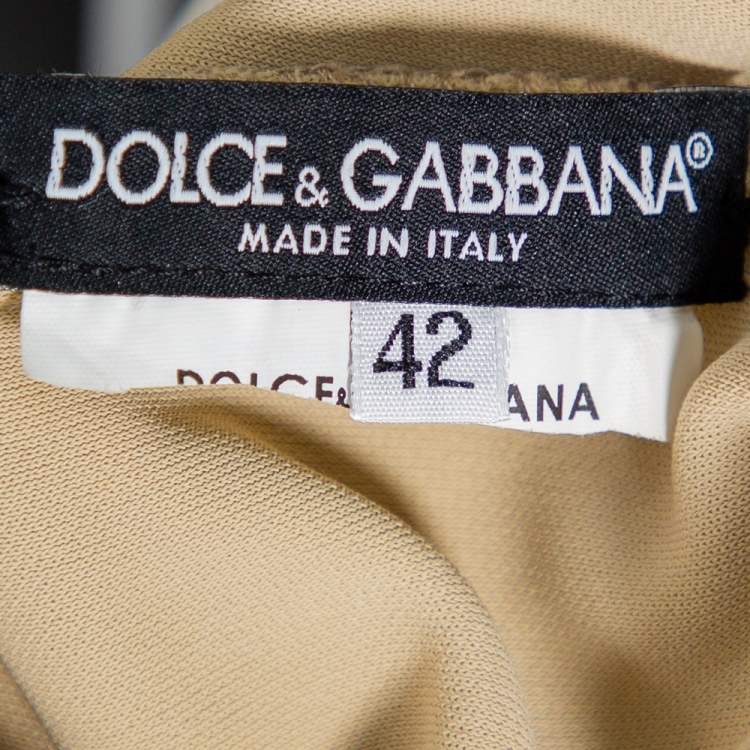 Pre Owned Dolce & Gabbana Beige Jersey Chunky Chain Halter Neck Cami Top M