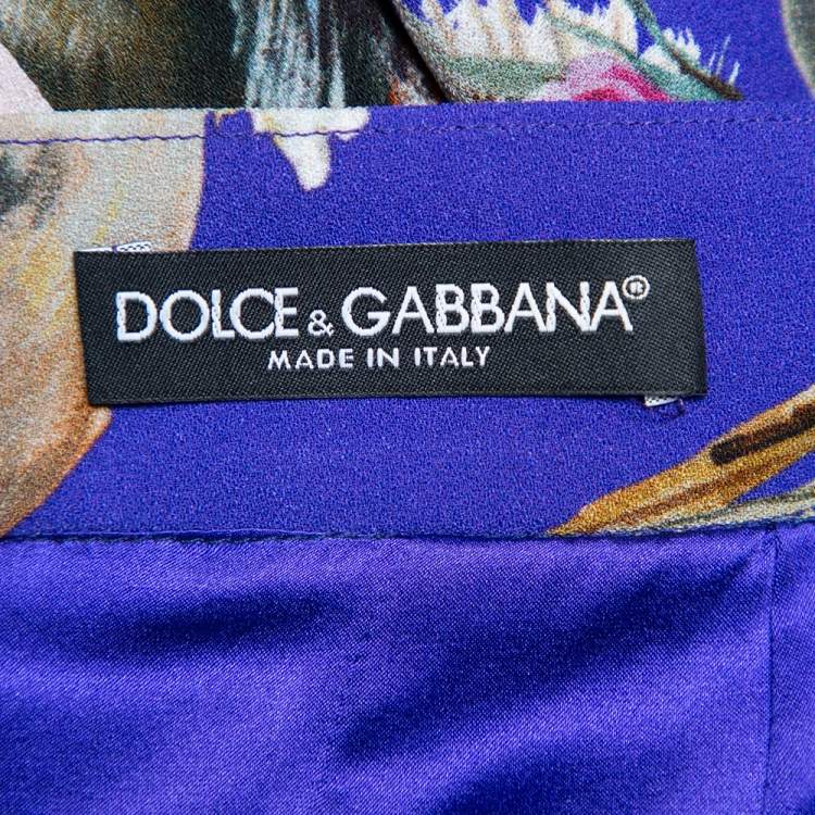 Pre Owned Dolce & Gabbana Purple Enchanted Forest Printed Crepe Pencil Skirt M