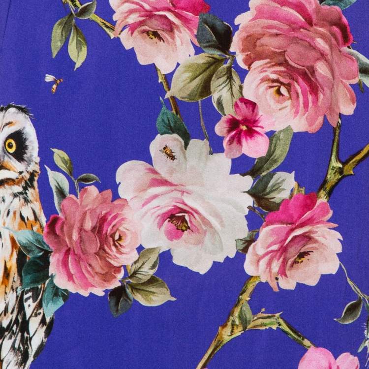 Pre Owned Dolce & Gabbana Purple Enchanted Forest Printed Crepe Pencil Skirt M