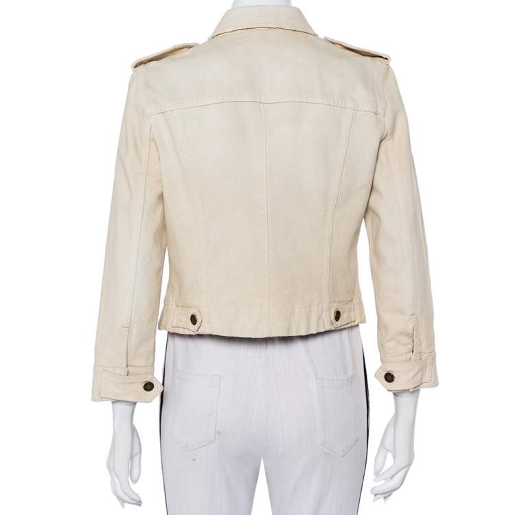Pre Owned Dolce & Gabbana Vintage Beige Denim Button Front Jacket M