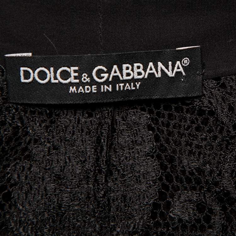 Pre Owned Dolce & Gabbana Black Lace Neck Tie Detail Shirt S