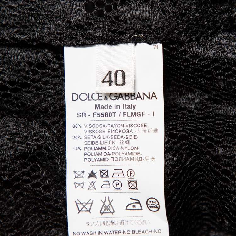 Pre Owned Dolce & Gabbana Black Lace Neck Tie Detail Shirt S