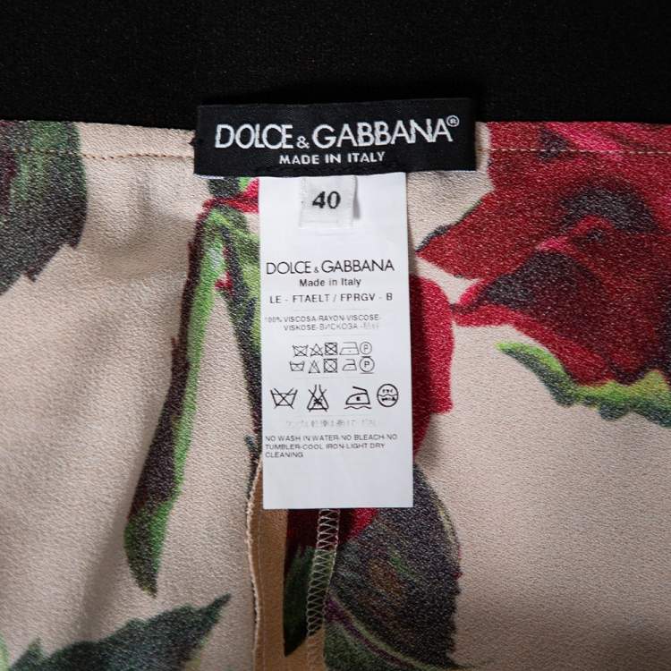 Pre Owned Dolce & Gabbana Beige Floral Printed Crepe Top & Tapered Leg Trousers S