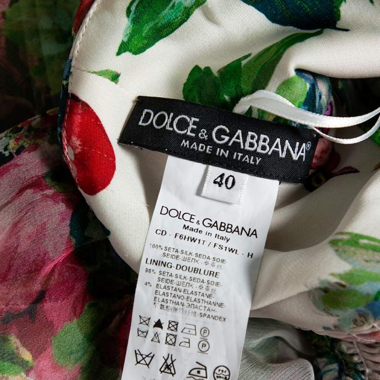 Pre Owned Dolce & Gabbana Vintage Multicolor Floral Printed Silk Waist Tie Detail Sleeveless Long Dress S