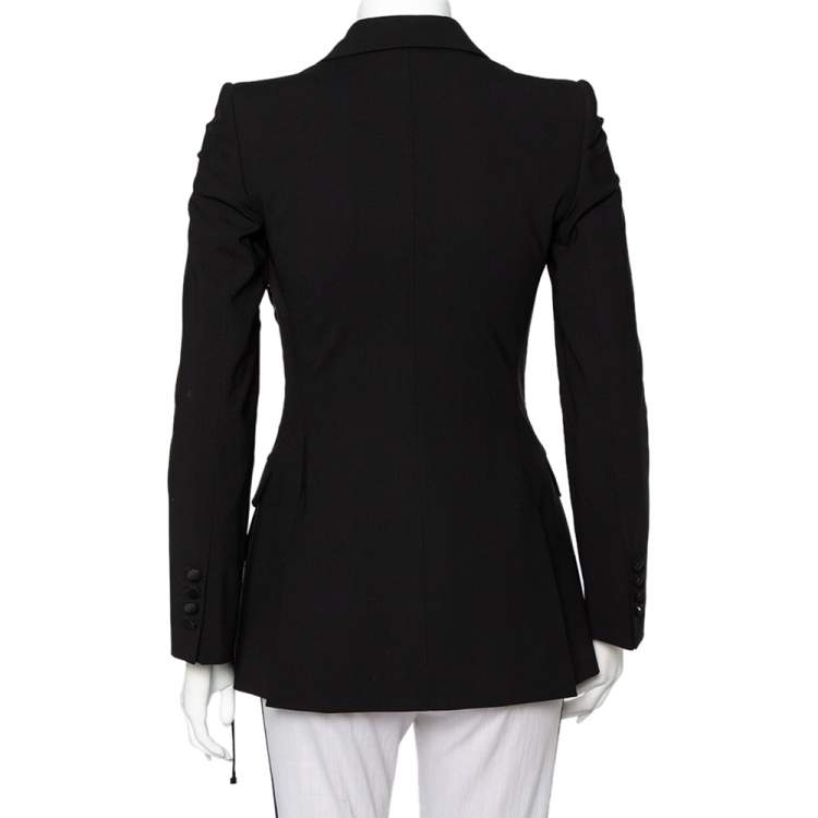 Pre Owned Dolce & Gabbana Black Wool Lace Up Detail Button Front Blazer XS