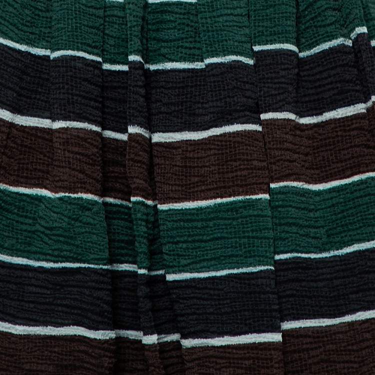 Pre Owned Dolce & Gabbana Multicolor Striped Textured Silk Pleated Mini Dress S