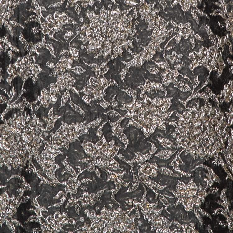 Pre Owned Dolce & Gabbana Grey Lurex Floral Jacquard Embellished Button Detail Sleeveless Top S