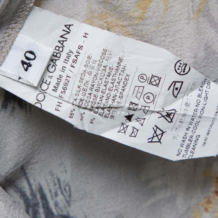 Pre Owned Dolce & Gabbana Grey Floral Printed Silk Sleeveless Shirt S