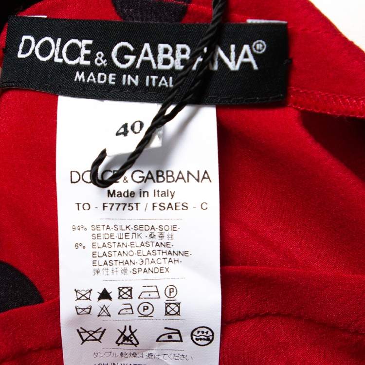 Pre Owned Dolce & Gabbana Red Polka Dotted Silk Halterneck Top S