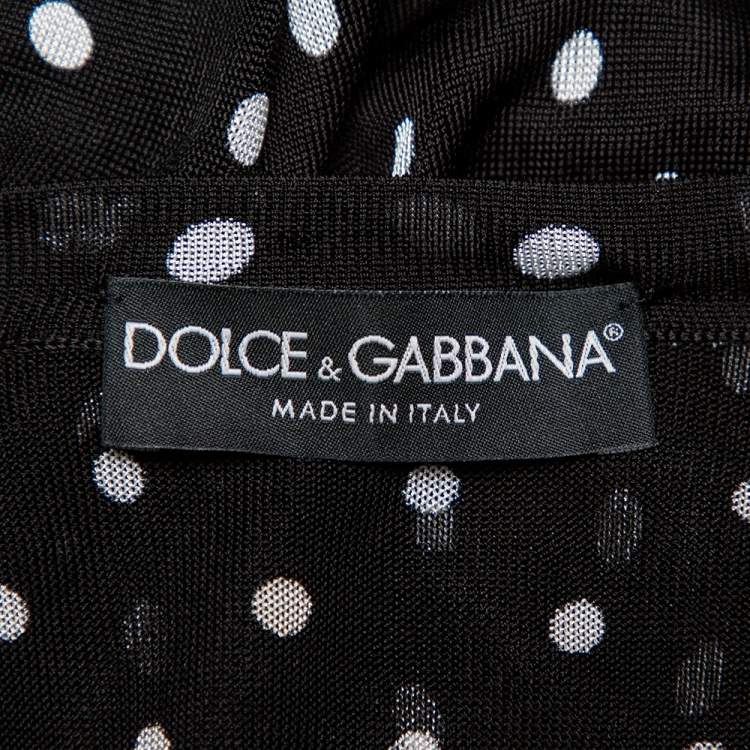 Pre Owned Dolce & Gabbana  Black Polka Dot Knit Button Front Cardigan XS