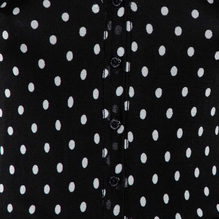 Pre Owned Dolce & Gabbana  Black Polka Dot Knit Button Front Cardigan XS
