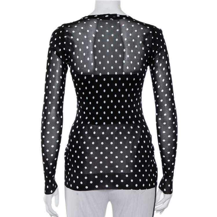 Pre Owned Dolce & Gabbana  Black Polka Dot Knit Button Front Cardigan XS