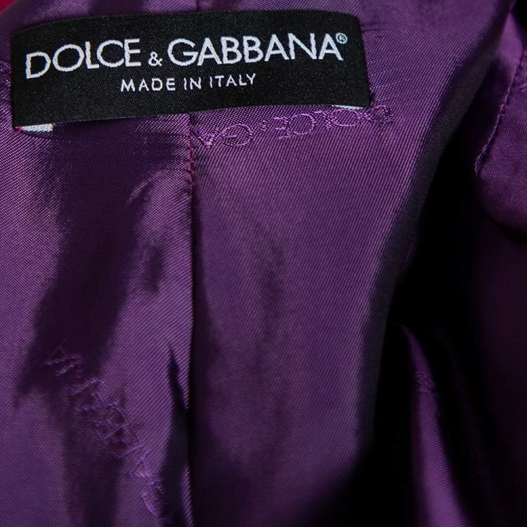 Pre Owned Dolce & Gabbana Vintage Pink Brocade Button Front Coat M
