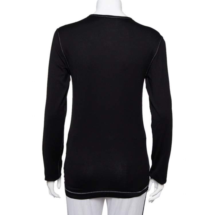 Pre Owned Dolce & Gabbana Black Cotton Long Sleeve T-Shirt L
