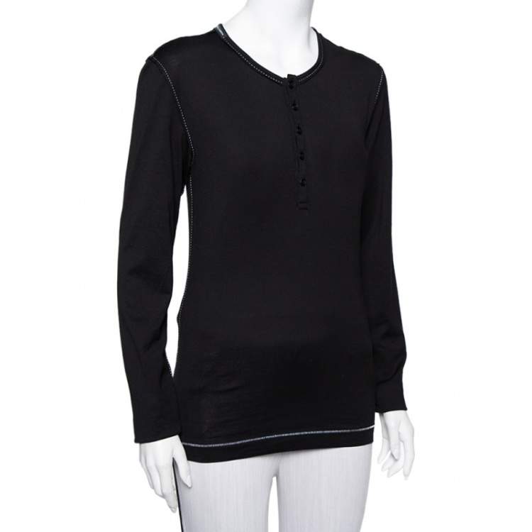 Pre Owned Dolce & Gabbana Black Cotton Long Sleeve T-Shirt L