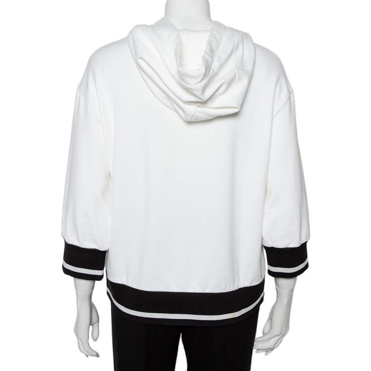 Pre Owned Dolce & Gabbana White Cotton Logo Printed Hooded Sweatshirt S   