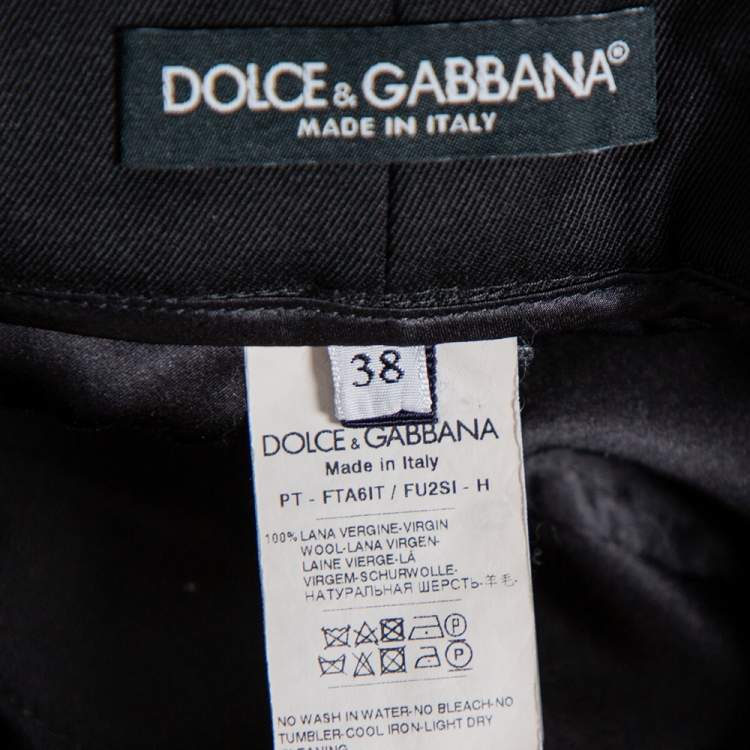 Pre Owned Dolce & Gabbana Black Wool Button Detail High Waist Culottes S  