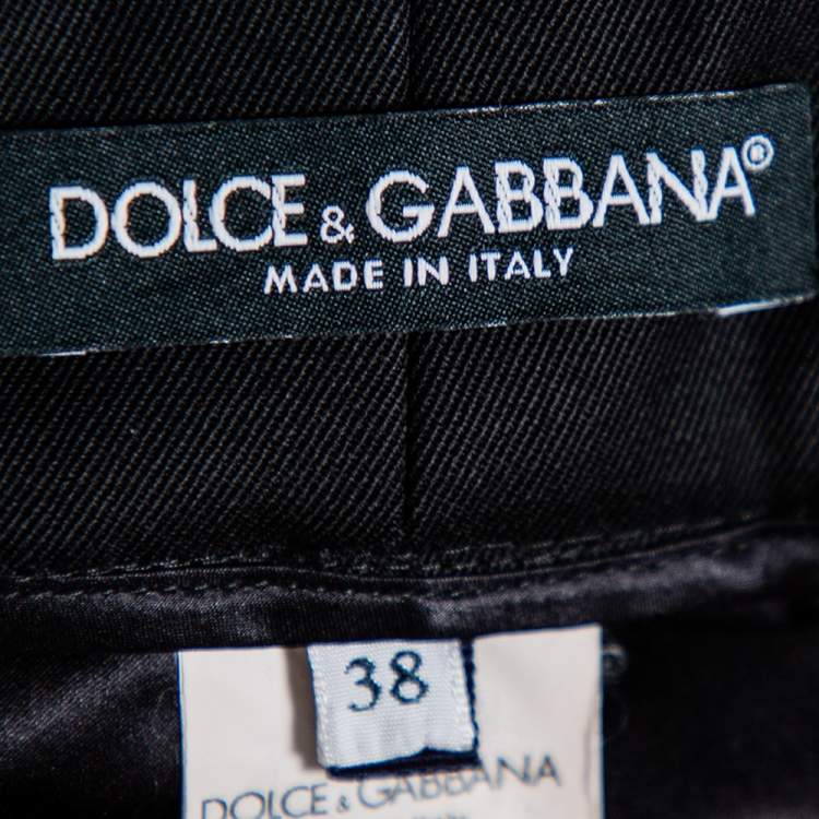 Pre Owned Dolce & Gabbana Black Wool Button Detail High Waist Culottes S  
