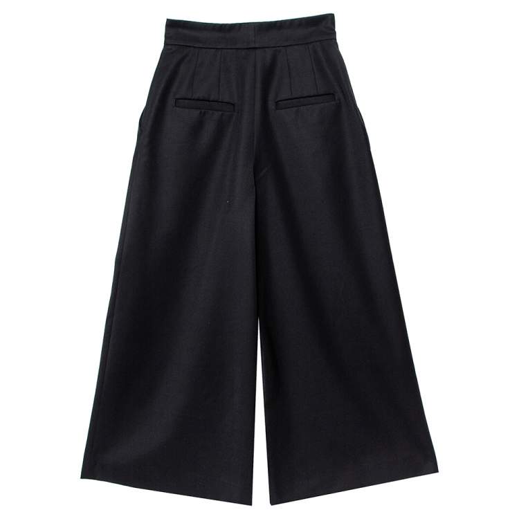 Pre Owned Dolce & Gabbana Black Wool Button Detail High Waist Culottes S  