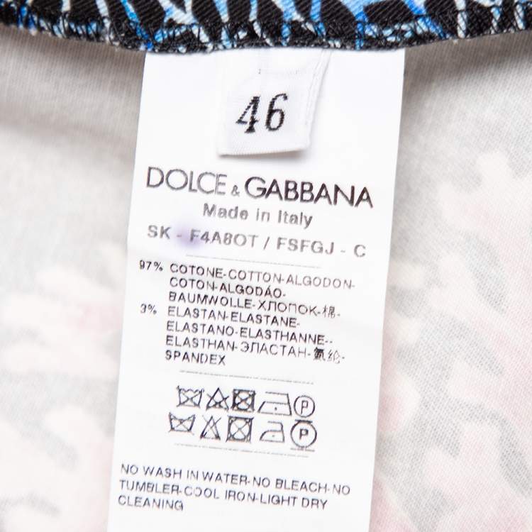 Pre Owned Dolce & Gabbana Black Coral Print Cotton Midi Skirt L